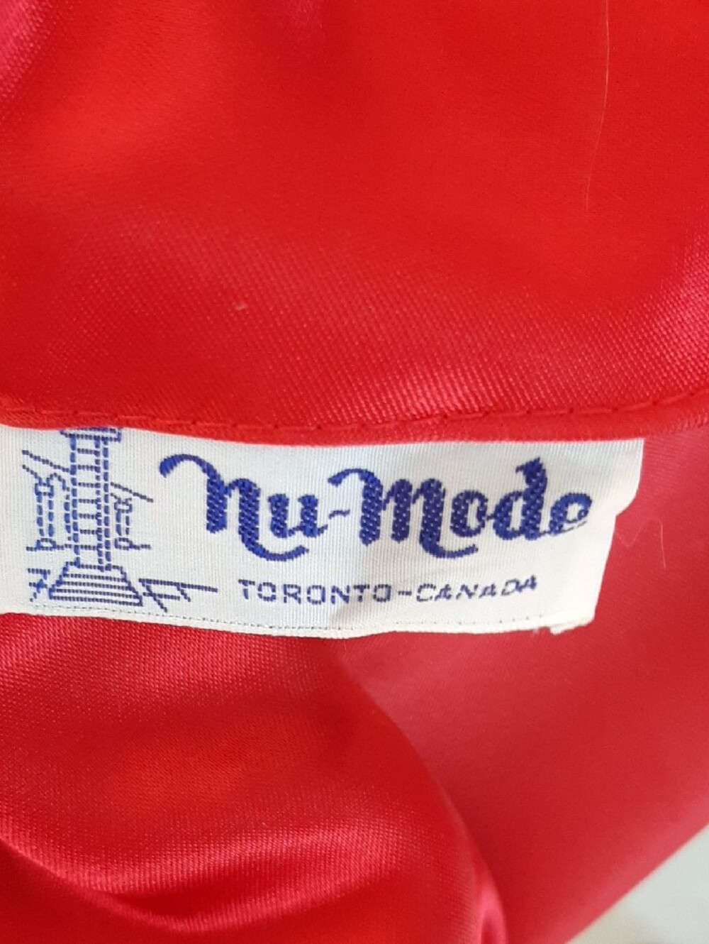 70's NU-MODE💋True Deep Red V‑Neck Midi Dress with Rosette Belt Back Zip Sz S - Picture 6 of 10